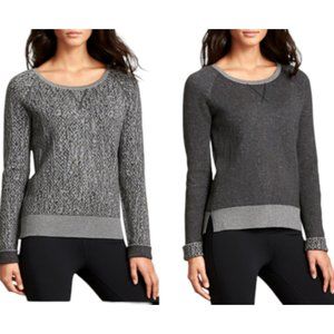 Athleta Reversible Adder Cotton Blend Sweater - Light/Dark Gray - M